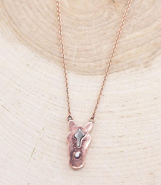 Copper Horse Silhouette Necklace