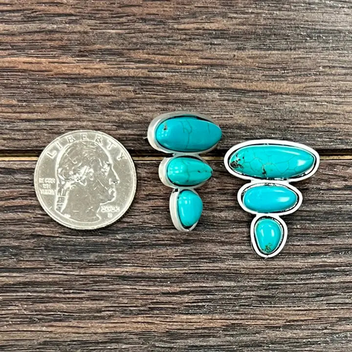 Three Stone Turquoise Earrings