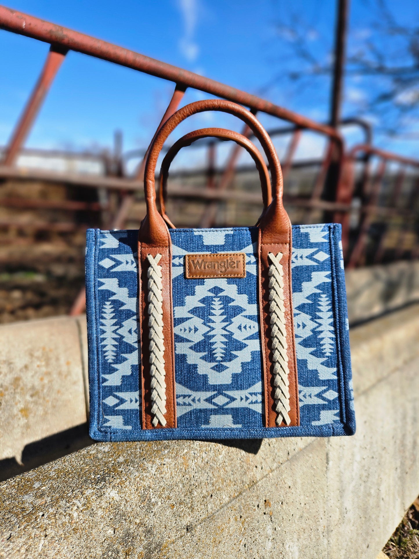 Blue Wrangler Aztec Purse