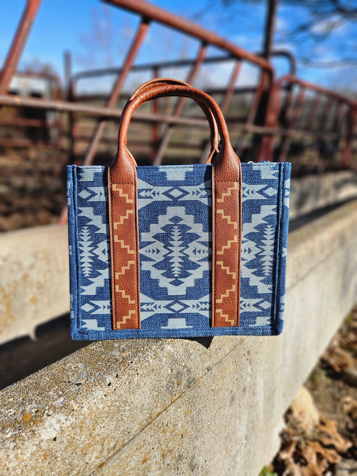 Blue Wrangler Aztec Purse